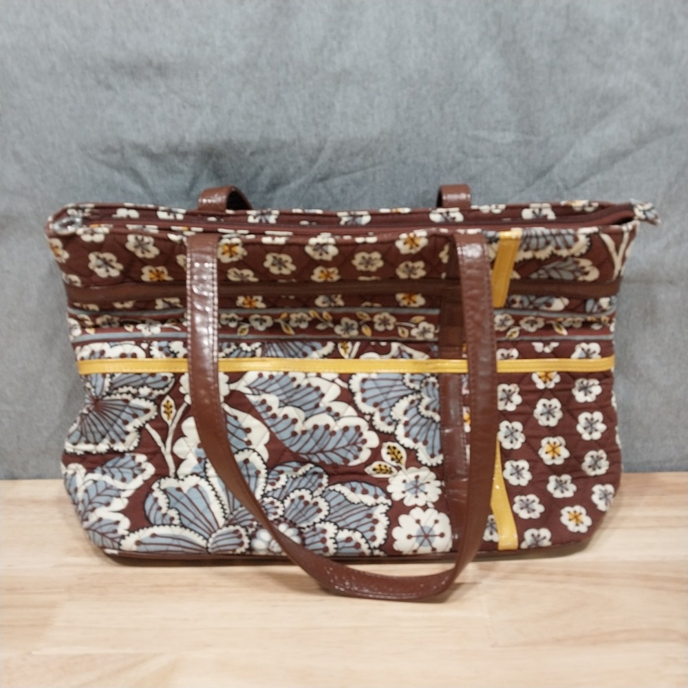 Vera Bradley Tote Bag Brown Gold Quilted Floral‎ Paisley